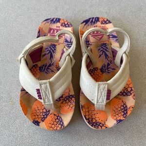 Reef toddler Sandals with Orange and Purple Pineapple Print